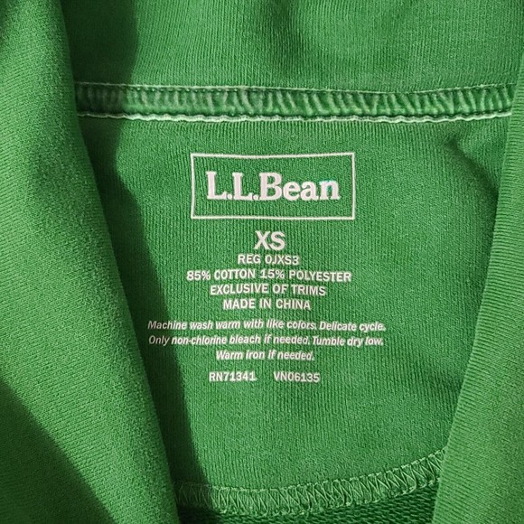 LL Bean Women's Sweatshirt Size XS Green Collared V Neck Cotton Casual - Picture 5 of 8